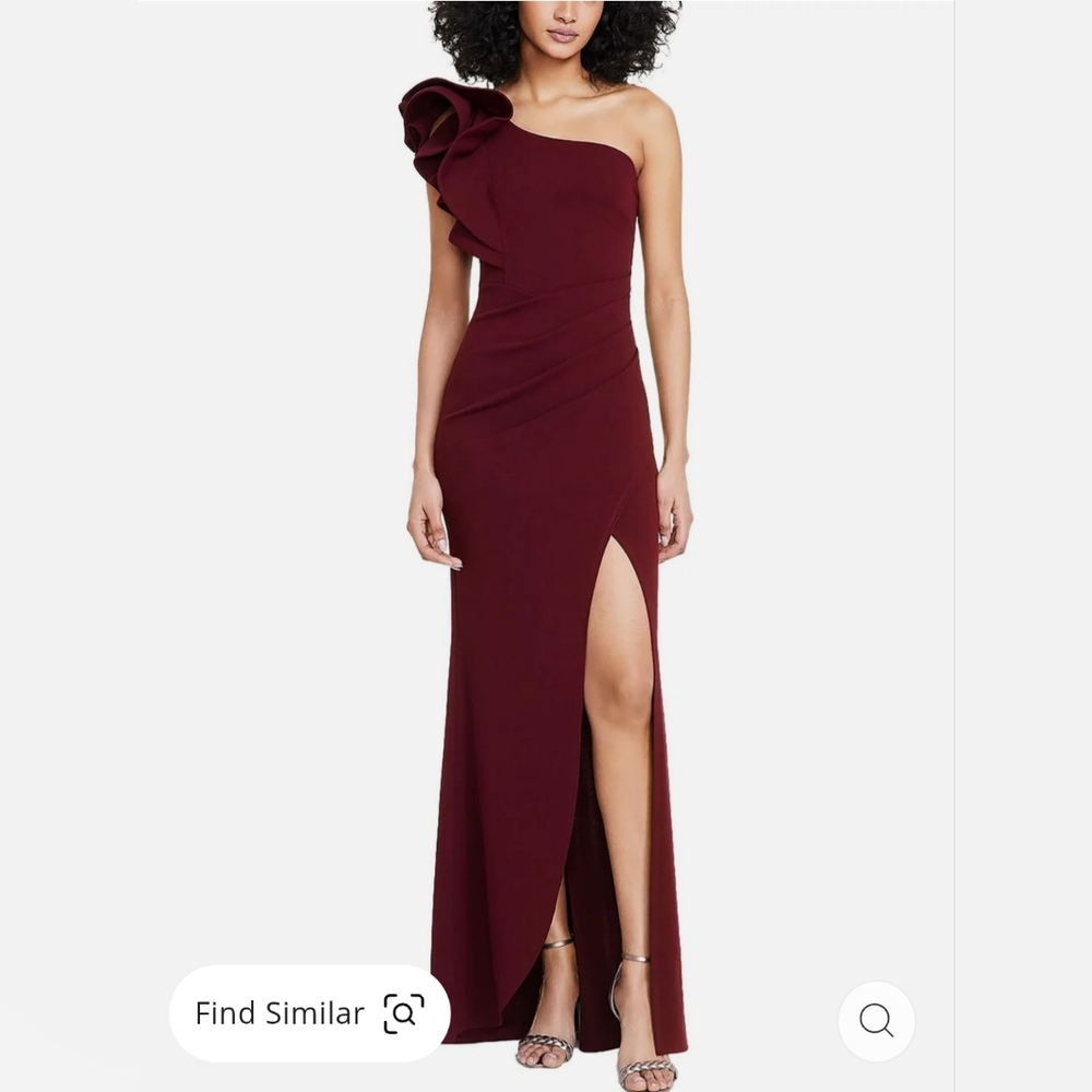 Elegant Burgundy One-Shoulder Dress